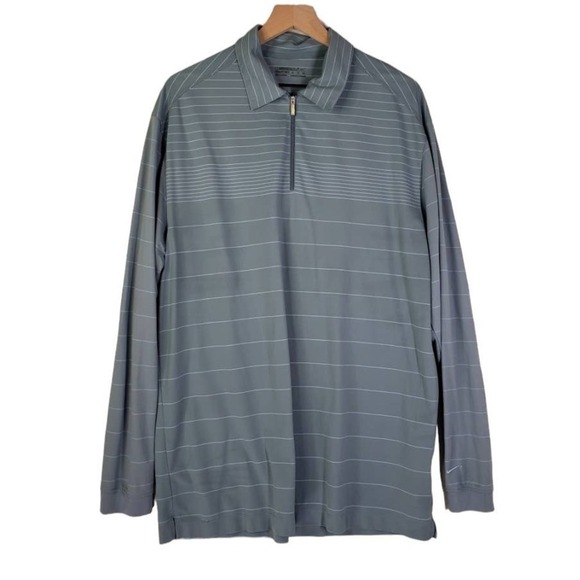 Nike‎ Golf 1/4 Zip Tech Long Sleeve Shirt Men's XL Dusty Blue Stripe Top - Picture 1 of 6